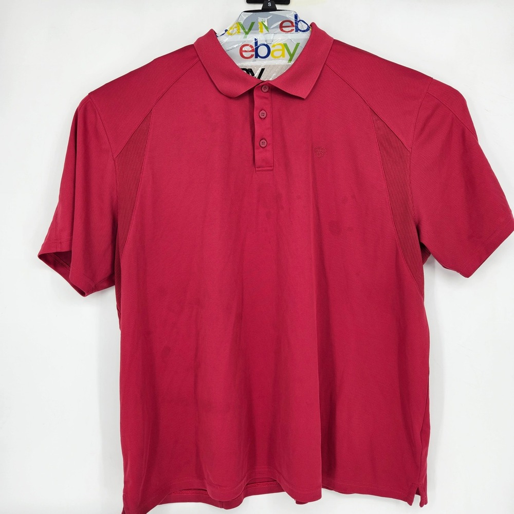 Ariat Tek Polo Shirt Mens 3XL Performance Pink Short Sleeve Lightweight‎ FLAWS